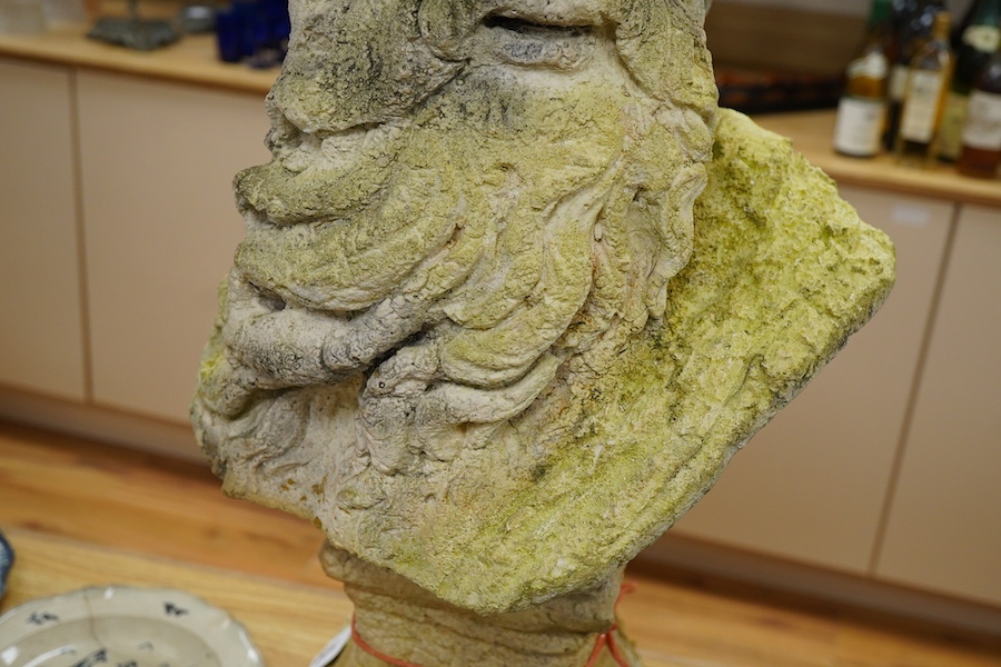 A large composition bust of Poseidon, 67cm high